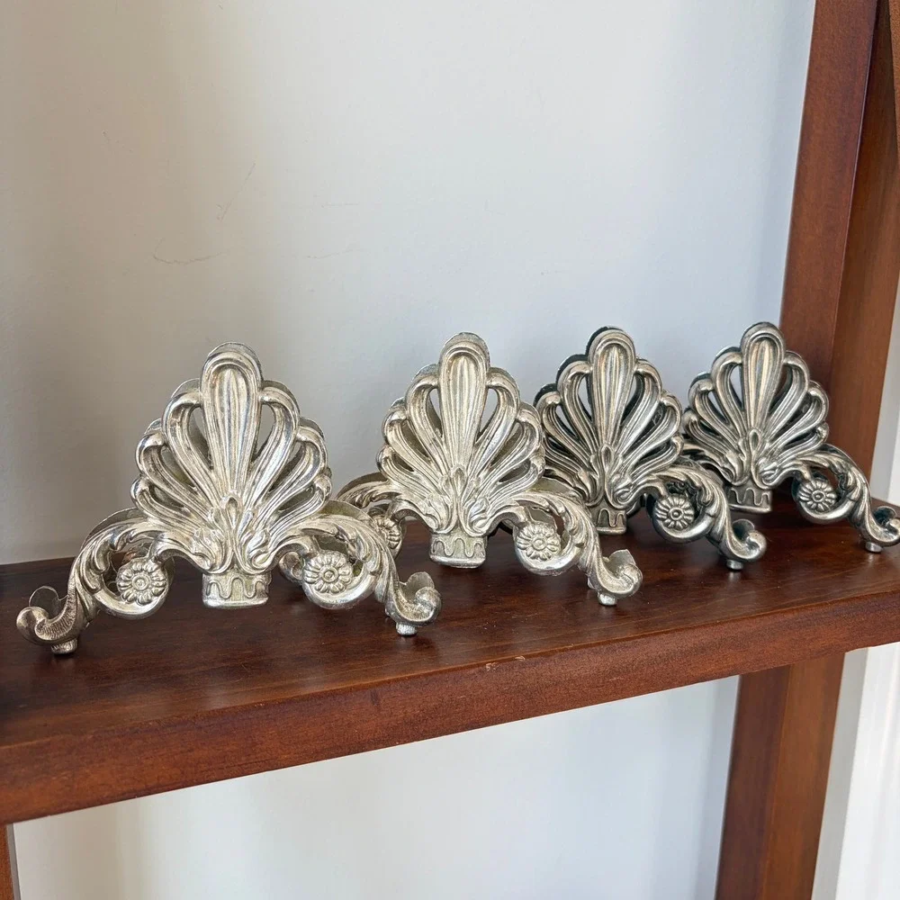 Vintage Ornate Silver Plated Napkin Holders Set of 4 Regency Style